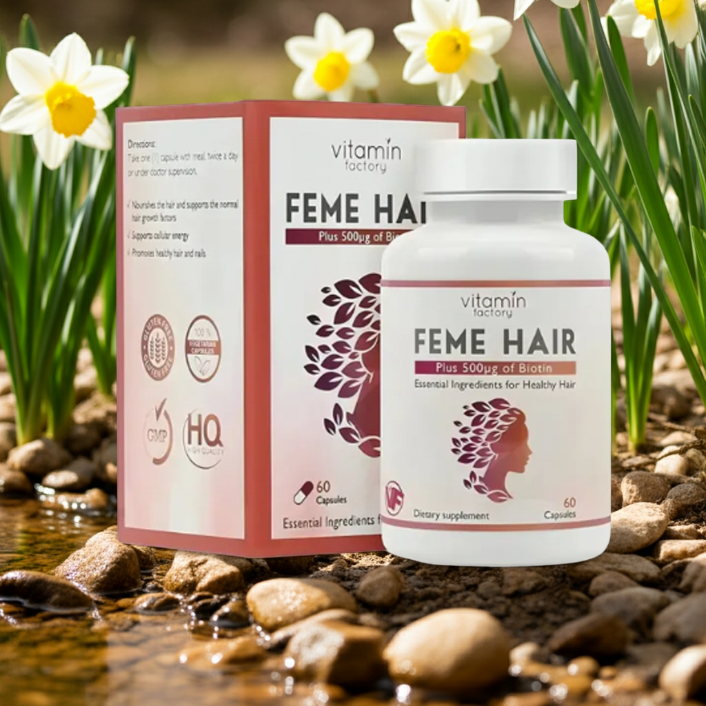 Feme Hair Growth Supplement – 60 Capsules | Biotin, Zinc & Keratin Formula