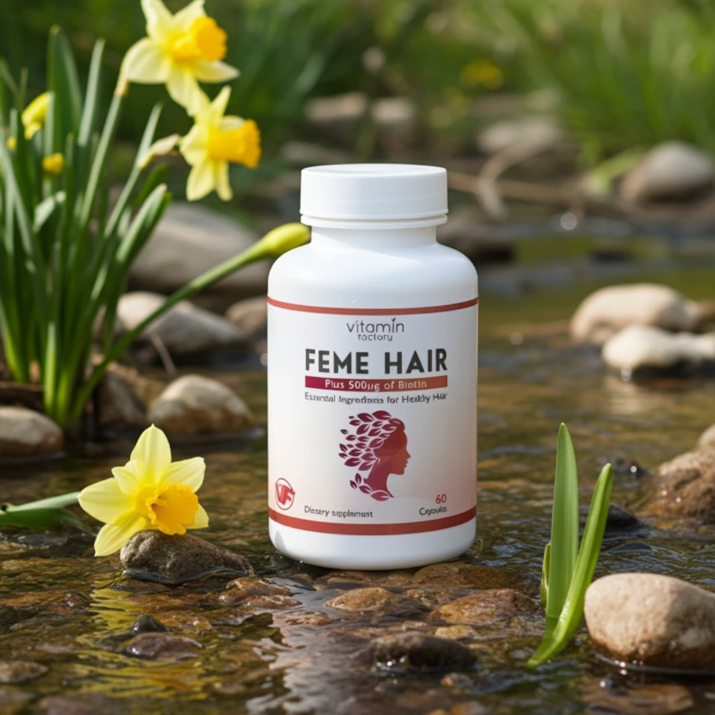 Feme Hair Growth Supplement – 60 Capsules | Biotin, Zinc & Keratin Formula